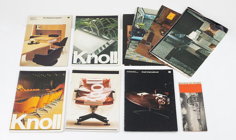 Knoll Associates, catalogs and price lists, 12 pcs, 1960s, as well as various brochures.