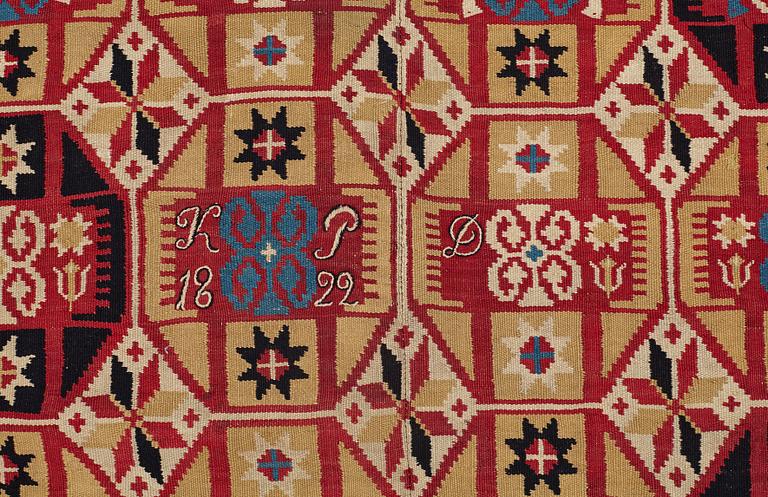 A BEDCOVER, flat weave,  ca 190,5-193 x 115-116 cm, Scania first half of the 19th century,