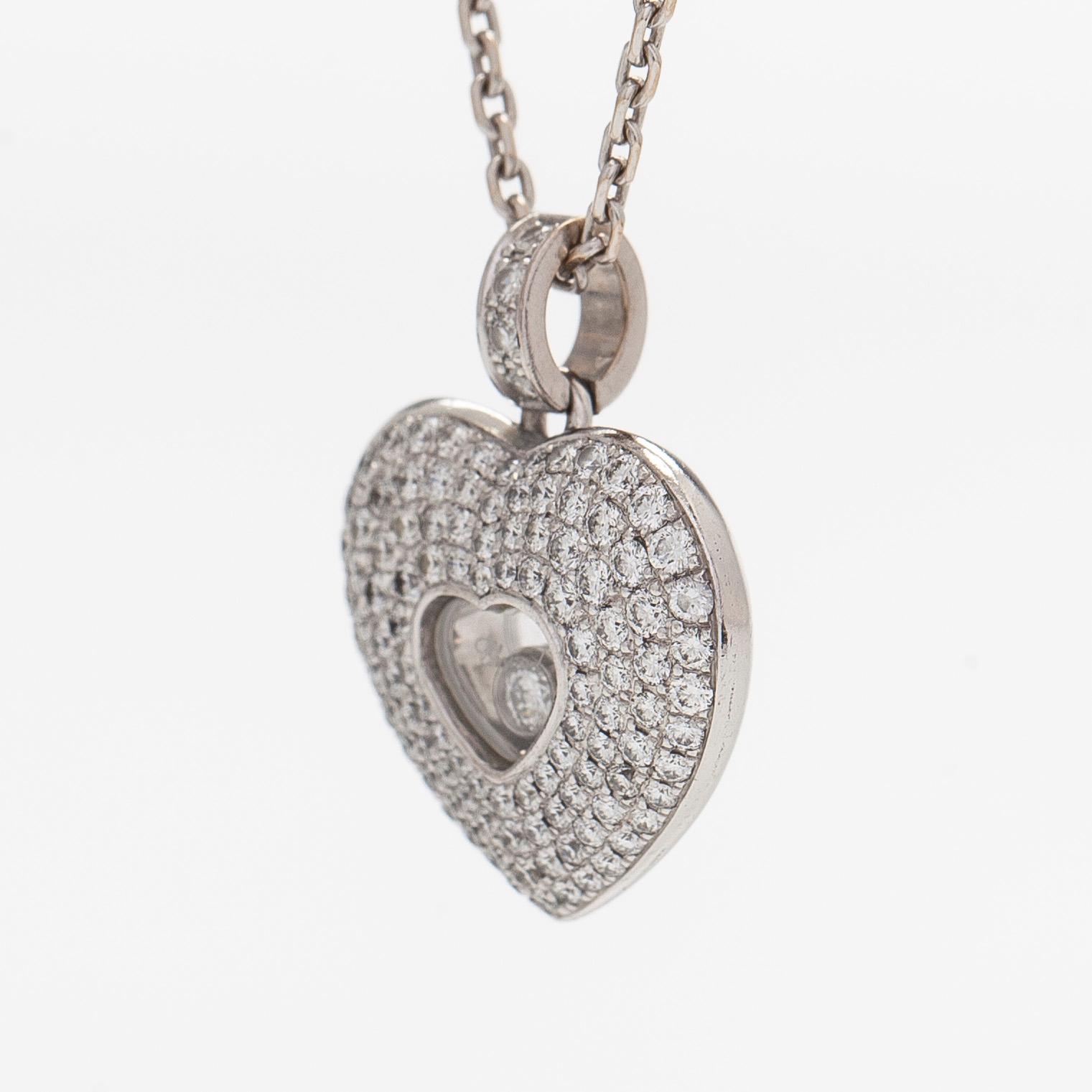 Chopard, halsband med hänge, hjärta "Happy Diamonds", 18K vitguld och diamanter.