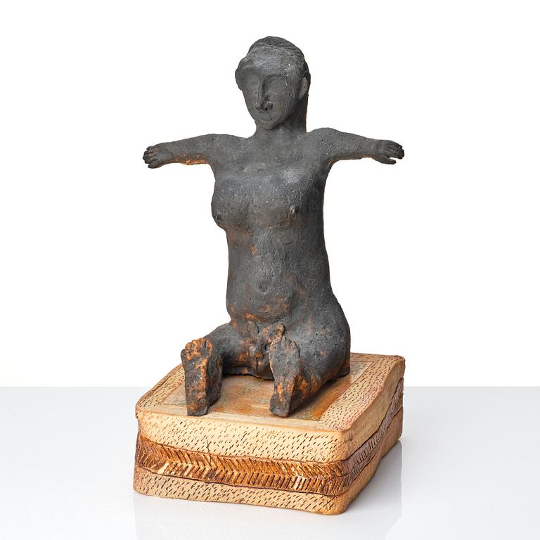 Ulrica Hydman-Vallien, a ceramic sculpture of a seated woman, Sweden, early 1970s.
