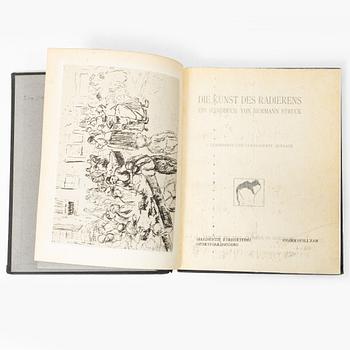 Hermann Struck, "Die Künst des Radieren's" bok med fem originaletsningar av bl a Edvard Munch och Max Liebermann.