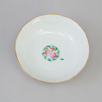 A Chinese 20th century famille rose porcelain dish, with Daoguangs seal to the base.