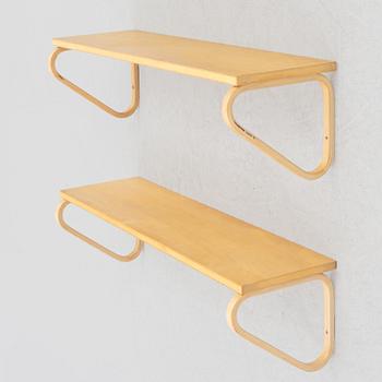 Alvar Aalto, a pair wall shelves, model 112B, Artek, Finland, late 20th century.