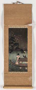 RULLMÅLNINGAR, 3 st, på papper, Japan 1900-tal.