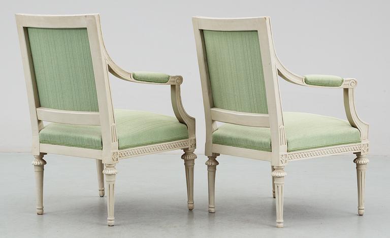 A pair of Gustavian late 18th Century armchairs by E. Ståhl.