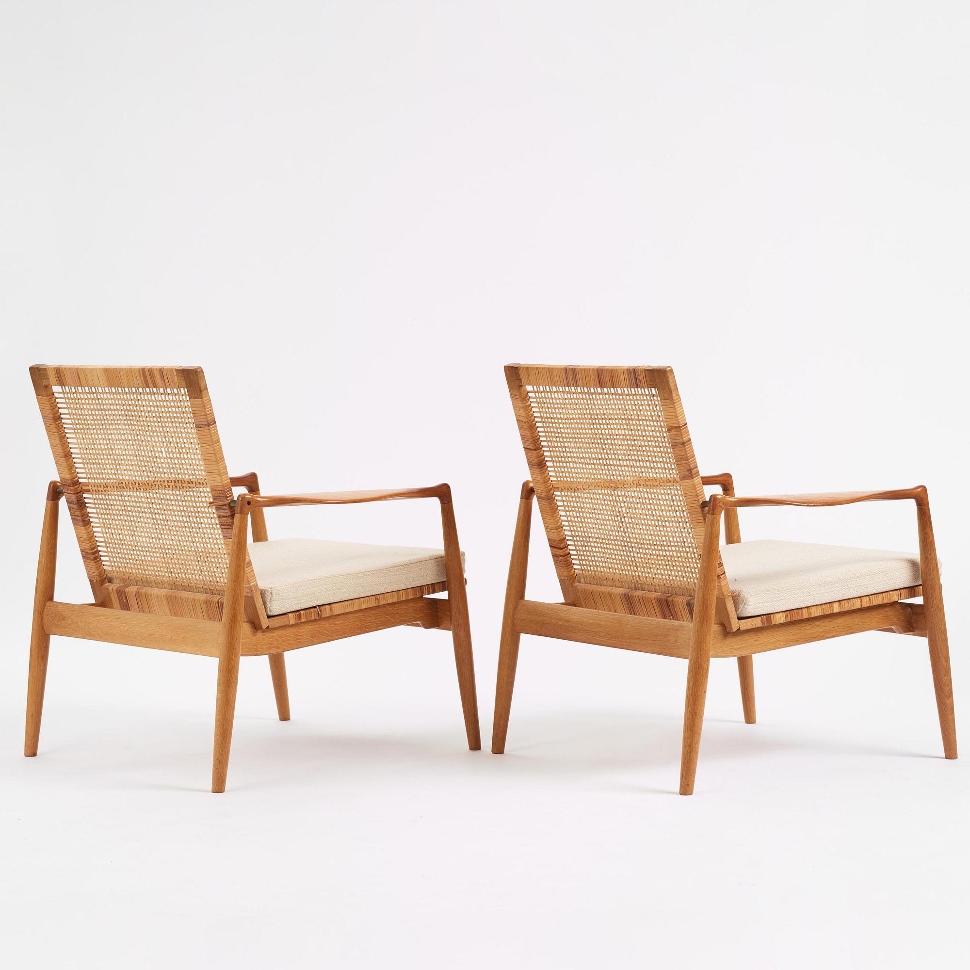 Finn Juhl, a pair of "SW 96" easy chairs, Søren Willadsen, Denmark.