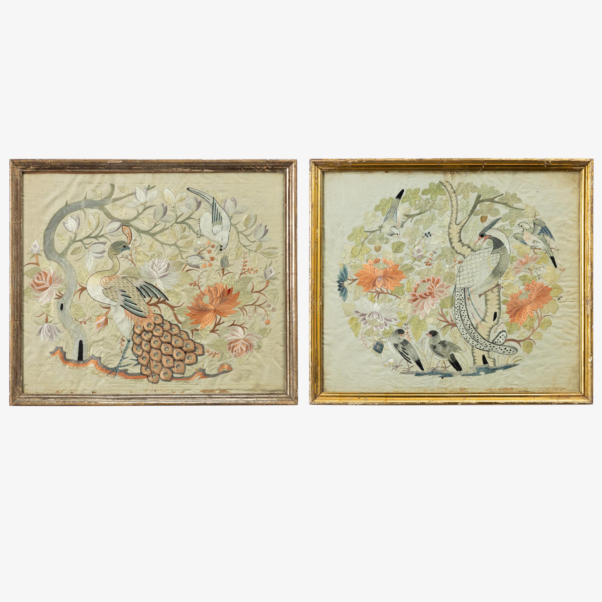 Two silk embroideries, China, circa 1900.