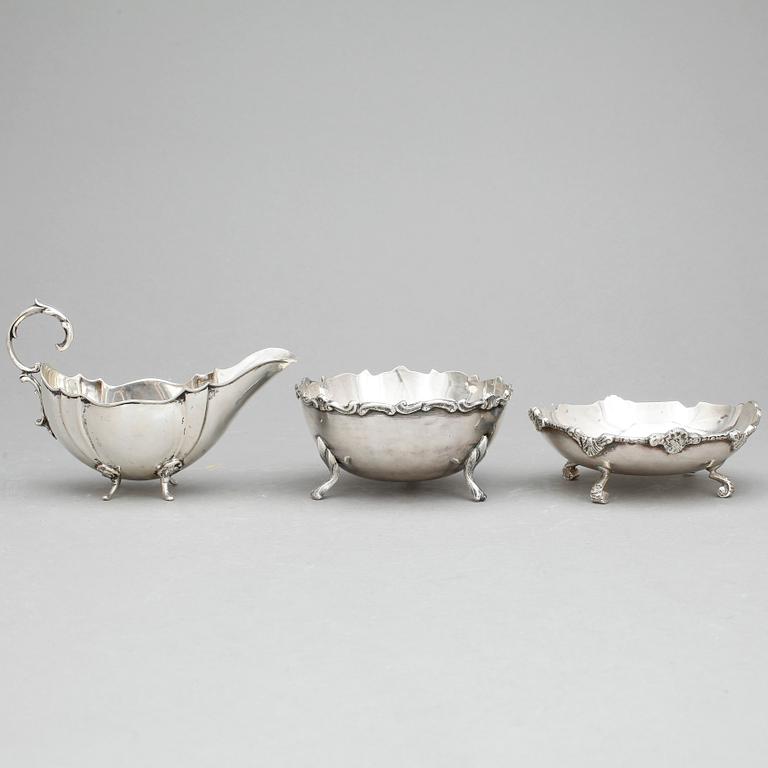 PARTI SILVER, 3 delar, bla Egypten och Tyskland, 1900-tal. Tot vikt 320 gram.