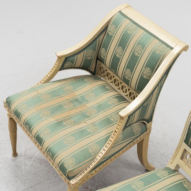 Seating group, 4 piece, Gustavian style from the 19th century.