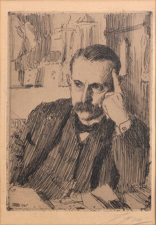 Anders Zorn, a signed etching from 1906.