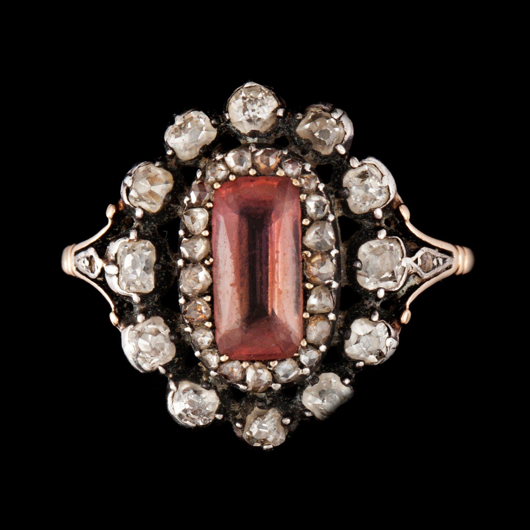 A topaz and rose-cut diamond ring. Made by W.A Bolin jeweller to the Swedish court, Stockholm 1928.
