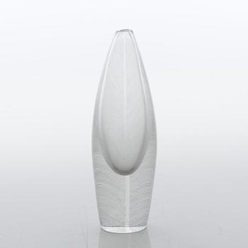 TAPIO WIRKKALA, vas, "Sulka / Fjäder", glas, Iittala, signerad, daterad -57.