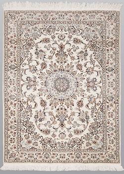 A part silk Nain rug, so called 6LAA, ca 155 x 105 cm.