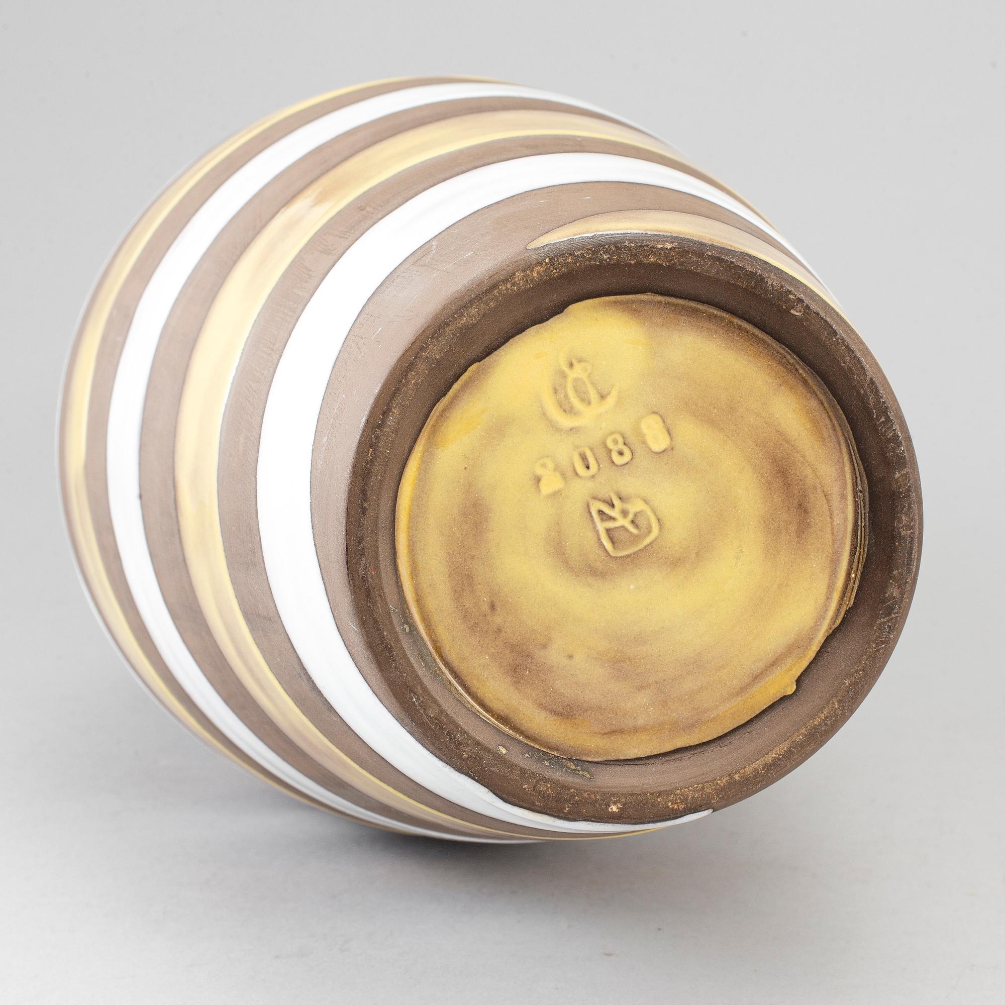 A 'Spiral' earthenware vase by Ingrid Atterberg, Upsala Ekeby.