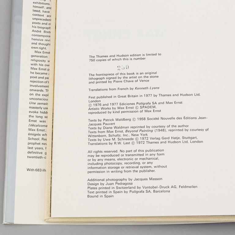 BOOK, "Max Ernst", av Edward Quinn, utgiven av Thames and Hudson, 1977.