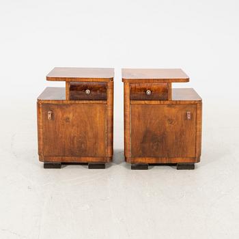 A pair of Art deco walnut bedside tables.