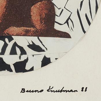 Bruno Knutman, mixed media/collage, signed and dated -88.