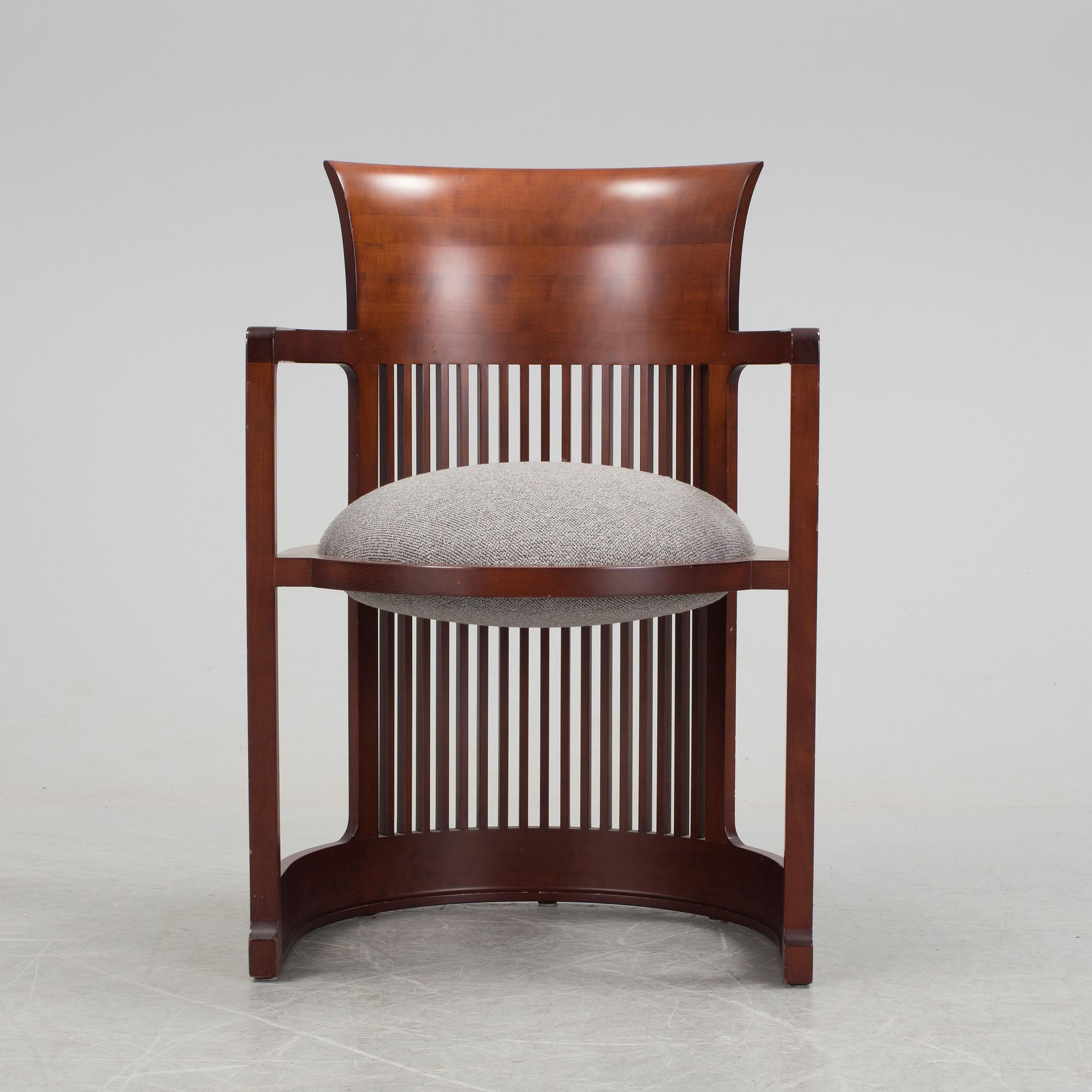 A FRANK LLOYD WRIGHT '606 BARREL TALIESIN' chair from Cassina, 21st Cenury.