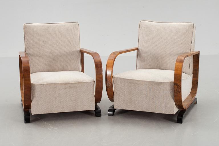 FÅTÖLJER, ett par. Art-deco 1900-tal.