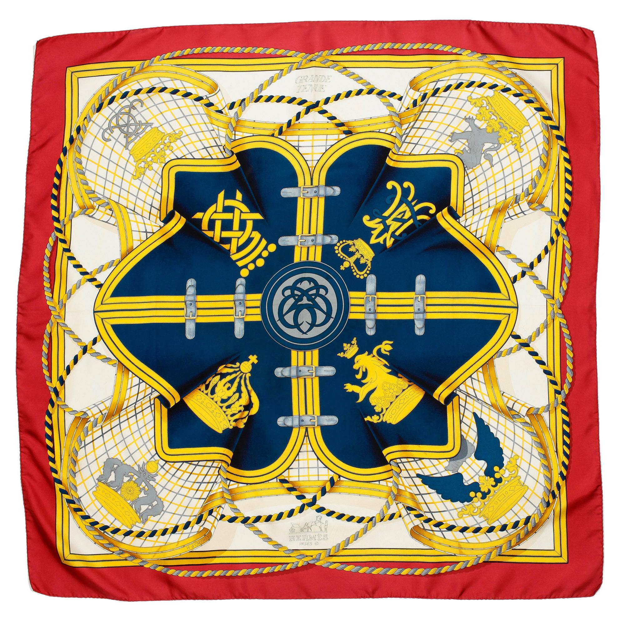 HERMÈS, a silk scarf, "Grand Tenu".