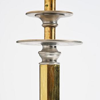 Nils Fougstedt, & Anna Petrus, a pewter and brass floor lamp model A 763, Firma Svenskt Tenn, Stockholm, 1930.