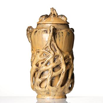 Nils Emil Lundström, an Art Nouveau glazed ceramic lidded jar, Rörstrand, Sweden, early 20th century.