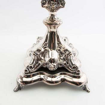 Candelabra, a pair, Rococo style, silver-plated, circa 1900.