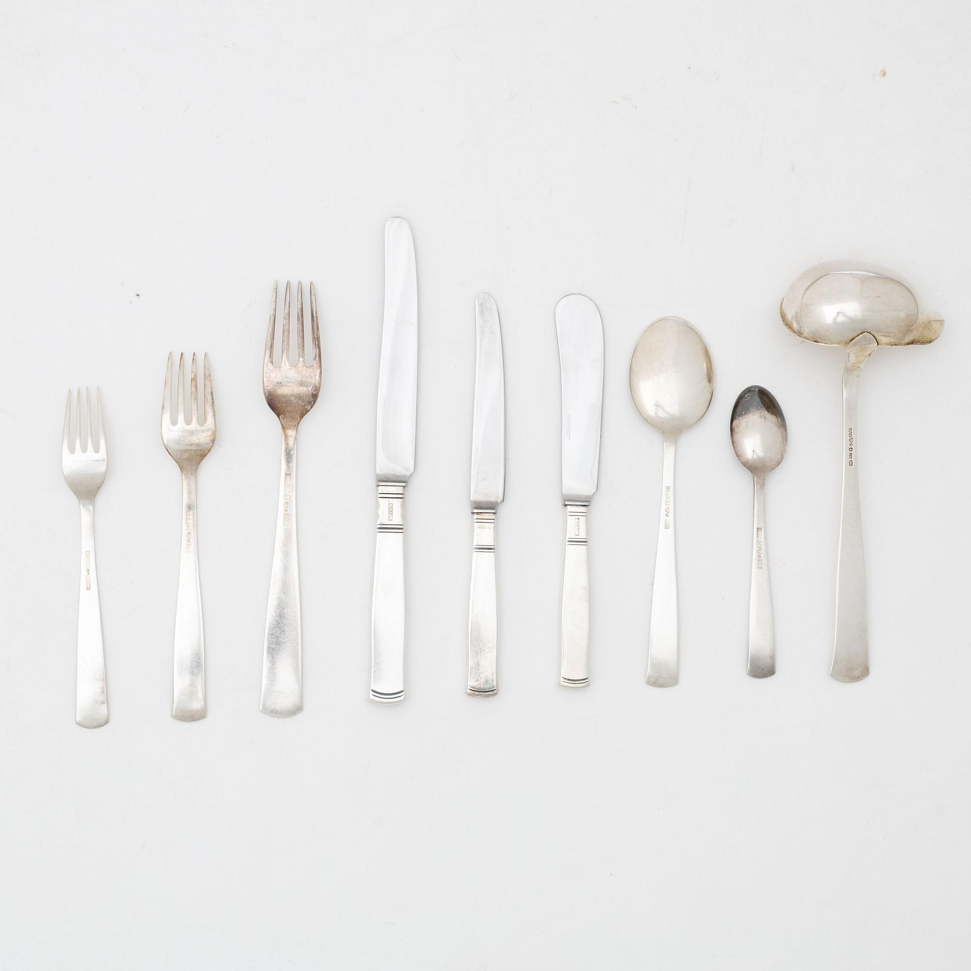Jacob Ängman, Cutlery set, 62 pieces, silver, "Rosenholm", GAB, Stockholm and Eskilstuna, some 1980.