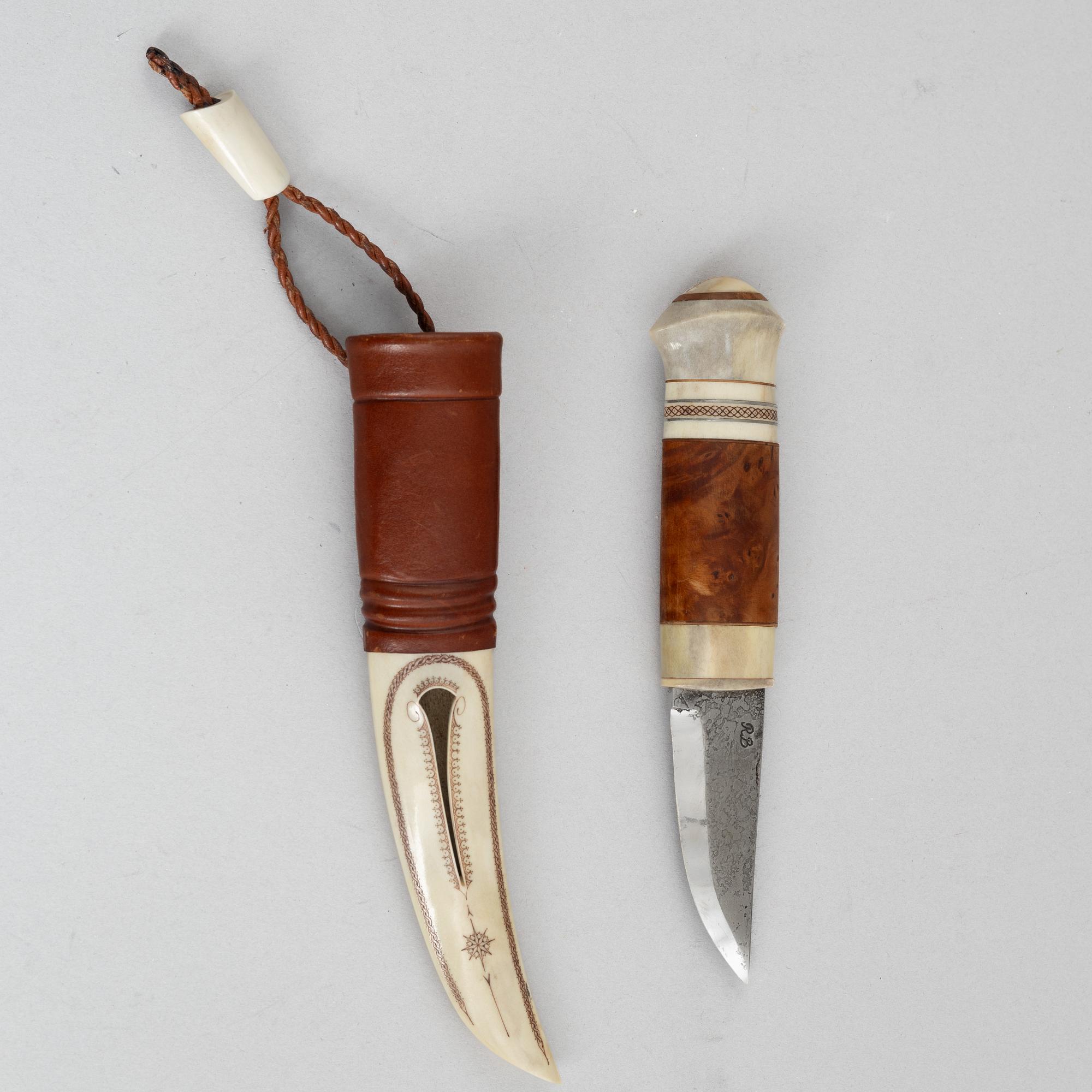 Jan Lindfors, a reindeer antler knife, signed JL.