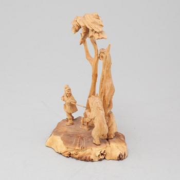 MARTIN STENSTRÖM, Jutsajaure, skulpturgrupp, snidat trä, signerad M.S.