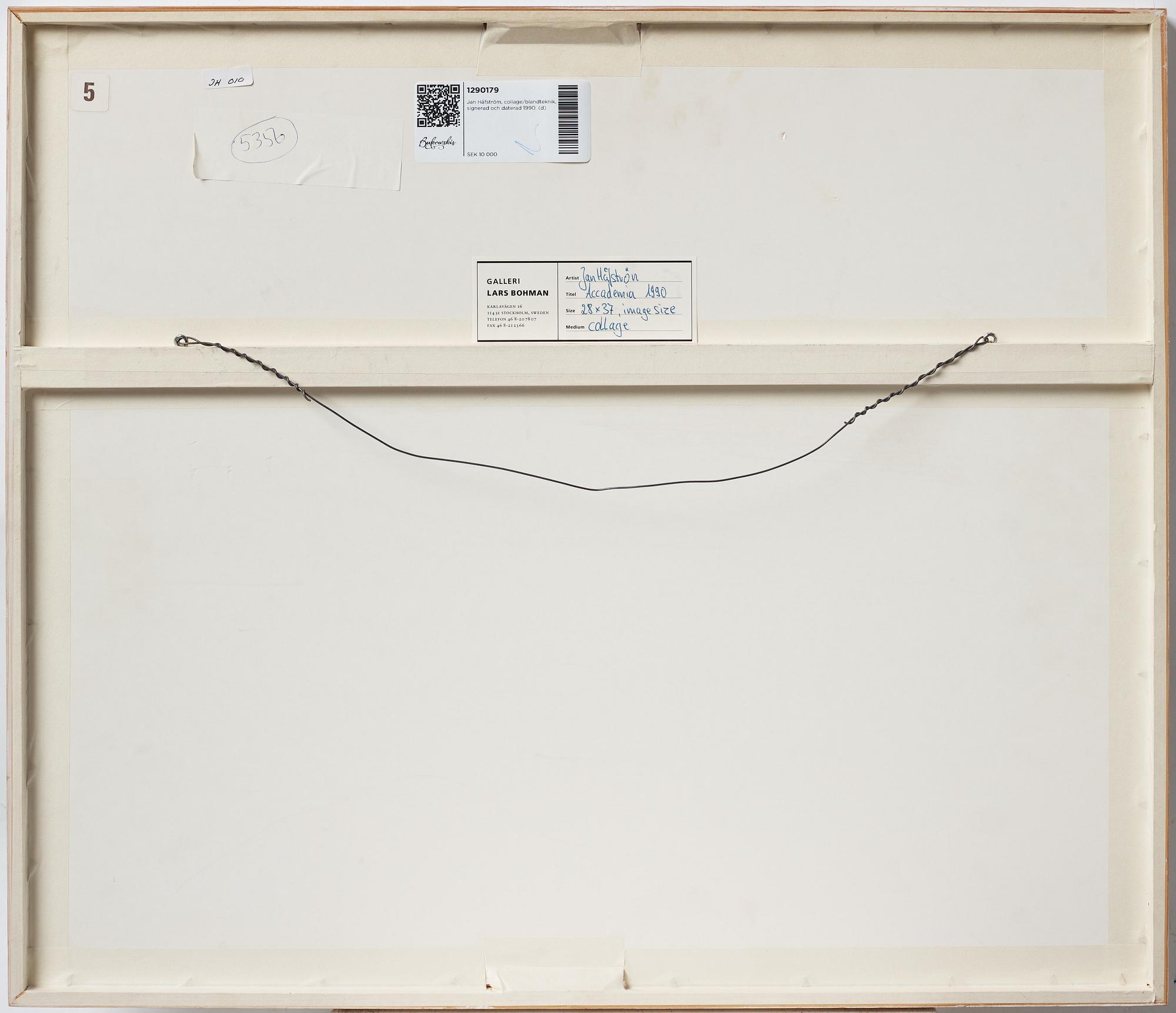 Jan Håfström, mixed media, signed and dated 1990.