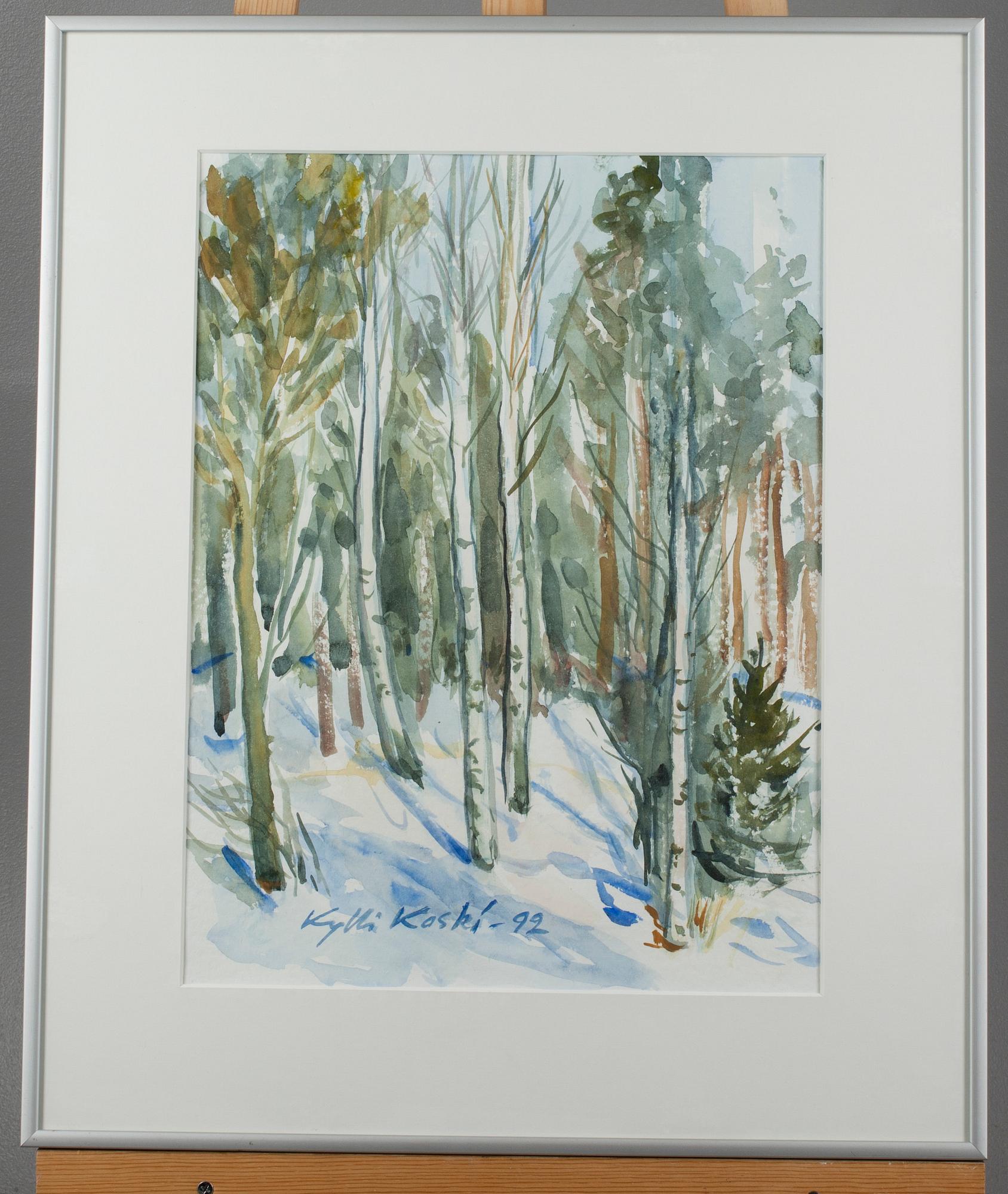 KYLLI KOSKI, "Kylli-täti", akvarell, signerad och daterad -92.