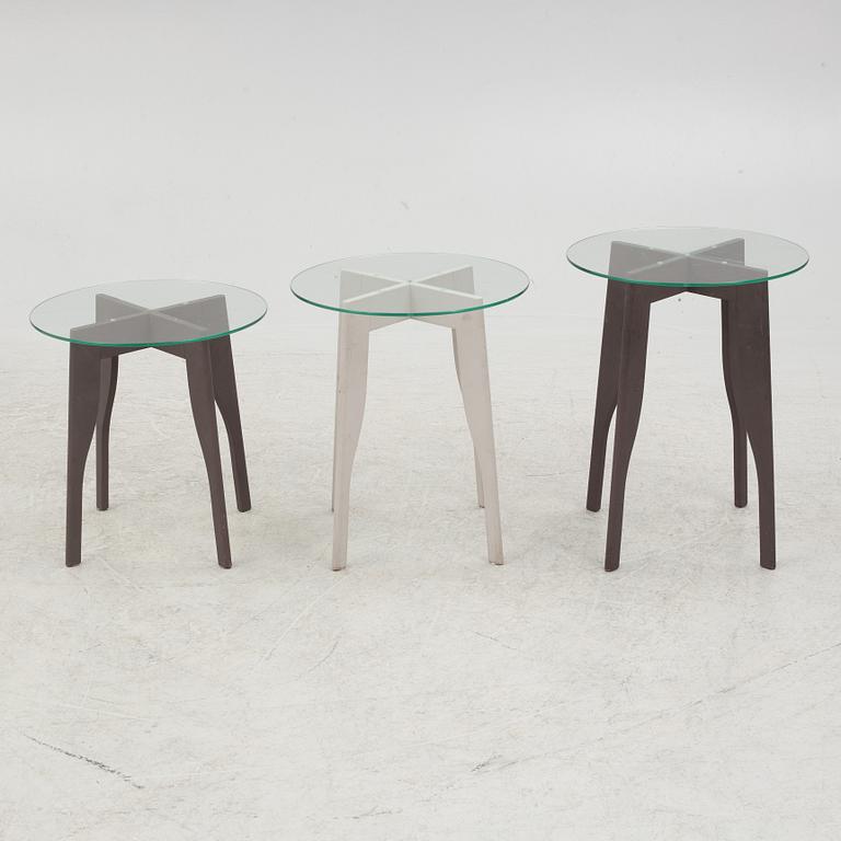 Three end tables from Norrgavel, Sweden, 21st century.