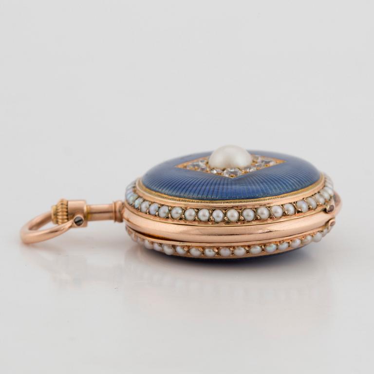 POCKET WATCH, with pearls and diamonds.
