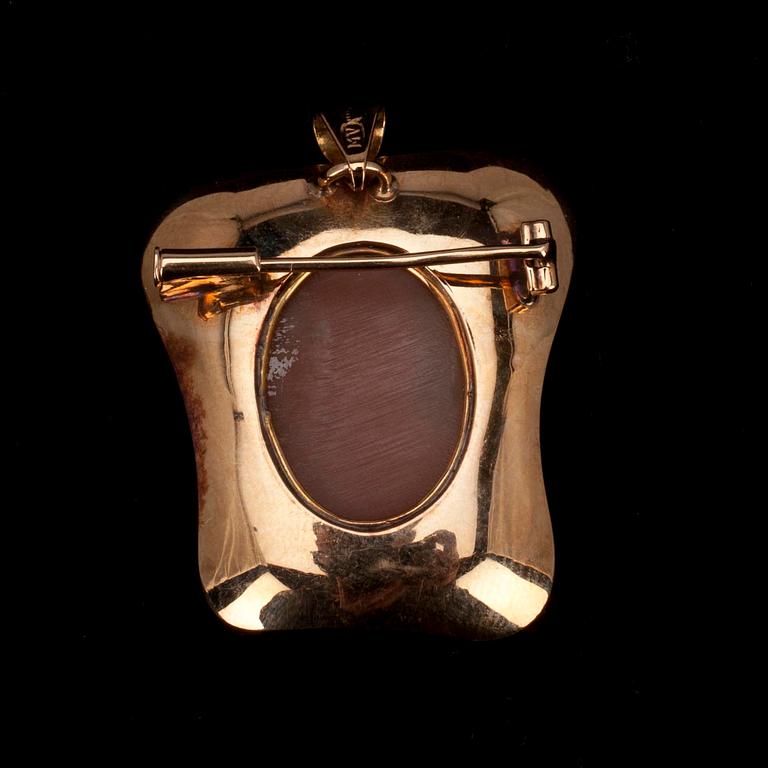 KAMÉBROSCH / HÄNGE, guld 14K, Martti Viikinniemi, Heinola 1967. Vikt 4 g.