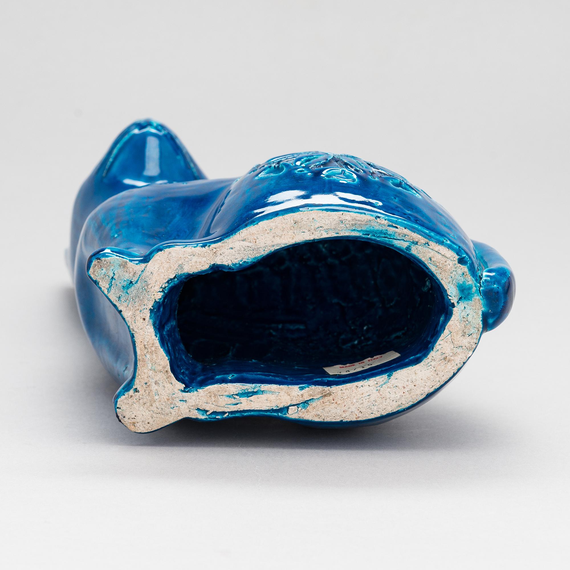 Aldo Londi, A ceramic cat from the Siviglia blu persiano series by Bitossi, Italy 1963-65.