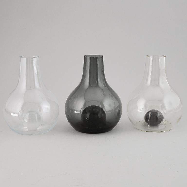 NINA JOBS, "Barbara" 3 decanters, unique examples Design House Stockholm 2008.