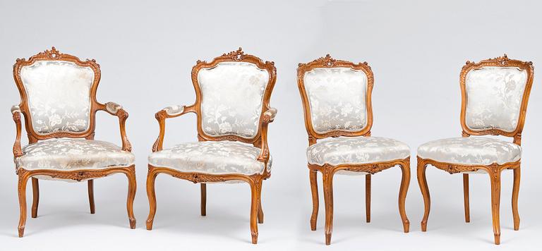 ARMCHAIRS, 2 PCS AND CHAIRS 2 PCS.