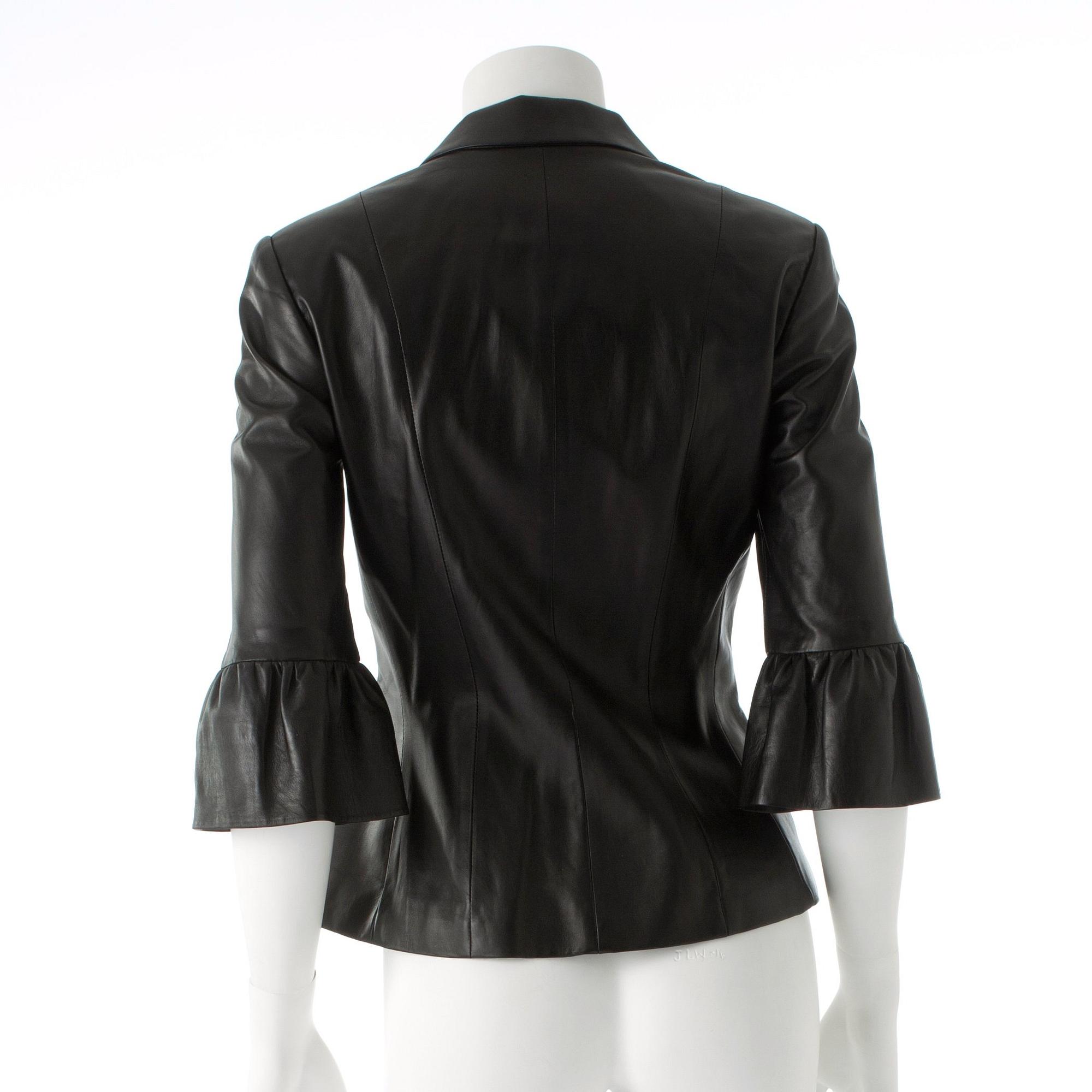 RALPH LAUREN, a black lambskin leather jacket.