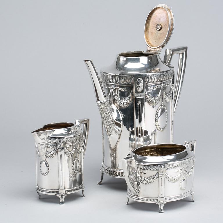 A Swedish EPNS 3 piece coffee set, first half of the 20th century.