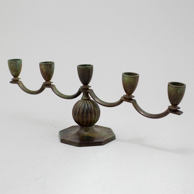 GAB, kandelaber, patinerad brons, 1930-tal.