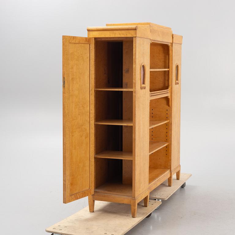 A birch veneered book case/wardrobe, 1930's/40's.