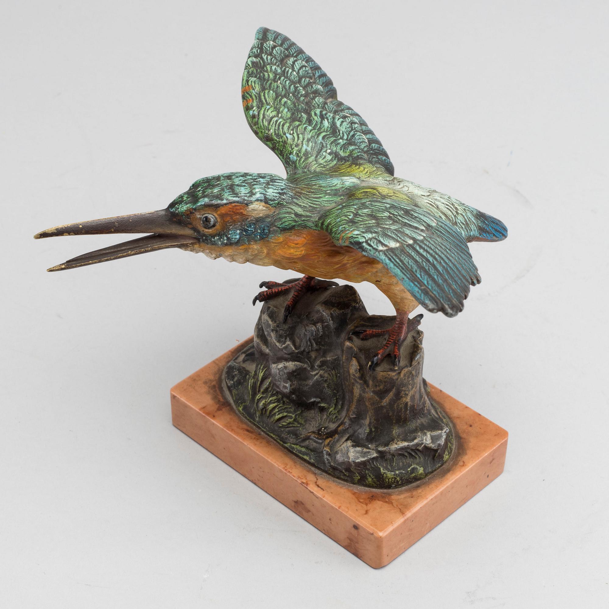 A Painted bronze sculpture marked B.