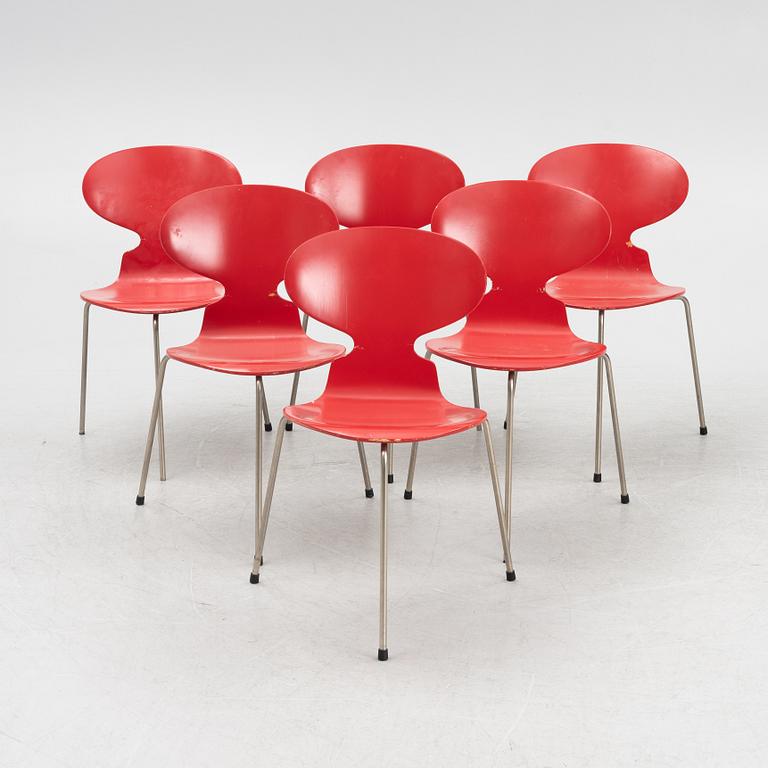 Arne Jacobsen, six 'Myran' Chairs,  Fritz Hansen, Denmark.