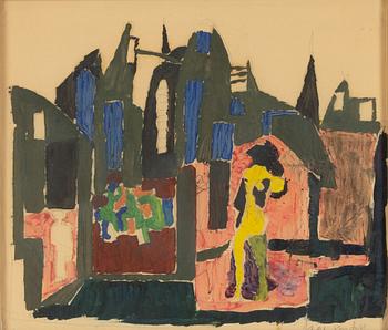 Lage Lindell, Cityscape with Figure.