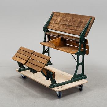 An early 1900s school bench/table.