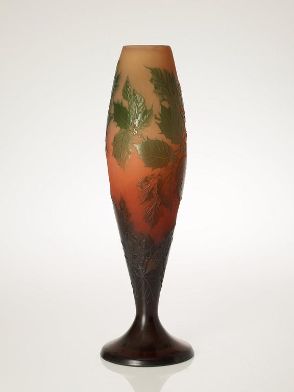 An Emile Gallé Art Nouveau cameo glass vase, Nancy, France.