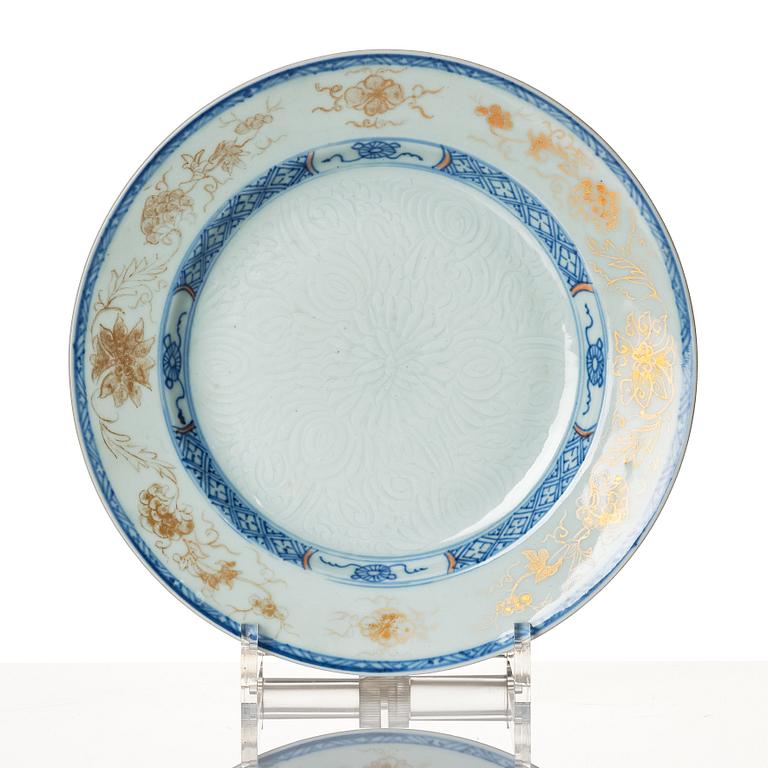 A set of ten blue and white Chinese Export plates, Qing dynasty, Qianlong (1736-95).