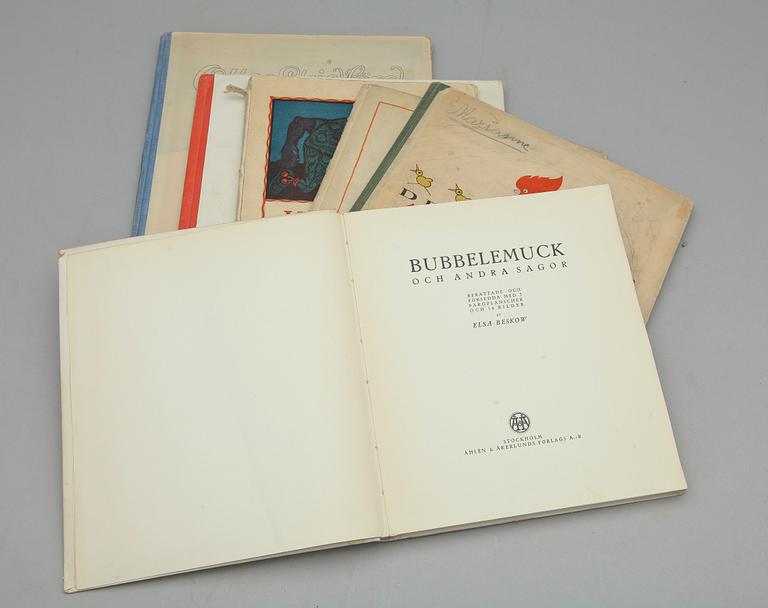 BARNBÖCKER, 6 st, bla "Lillebrors segelfärd" av Elsa Beskow, Stockholm 1926.