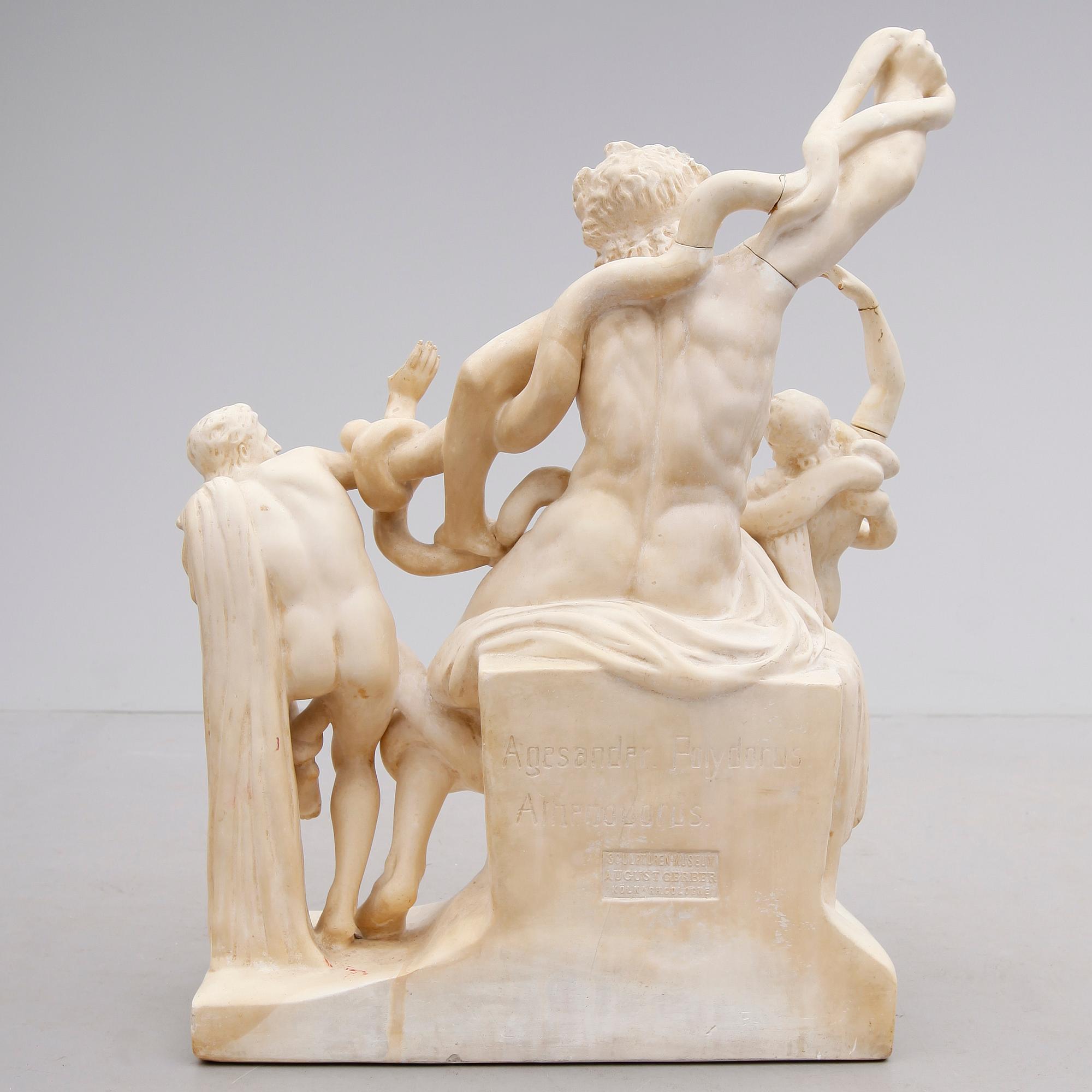 SKULPTUR, gips, märkt Agesander Polydorus, Arhenodorus, Sculpturen-Museum, August Gerber, Köln/RH Colognesent, 1800-tal.